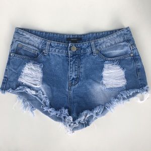 Forever21 Distressed Ripped Jean Shorts
